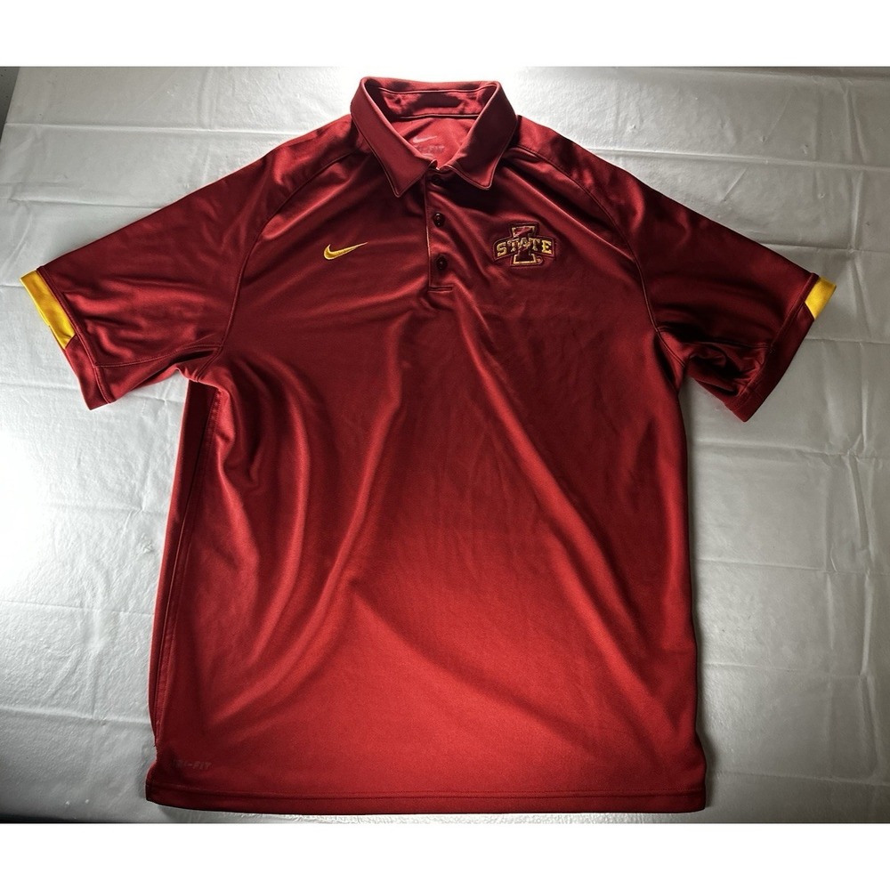Nike Iowa State Cyclones Red Polo Golf Shirt Dri Fit Size Large